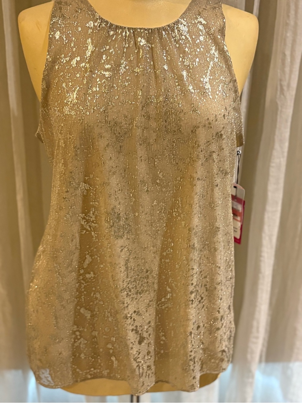 Vince Camuto Metallic Gold Sleeveless Halter Top